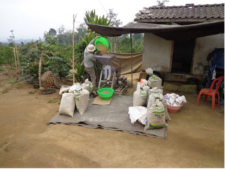 Abfüllung des Kaffees auf Bali
